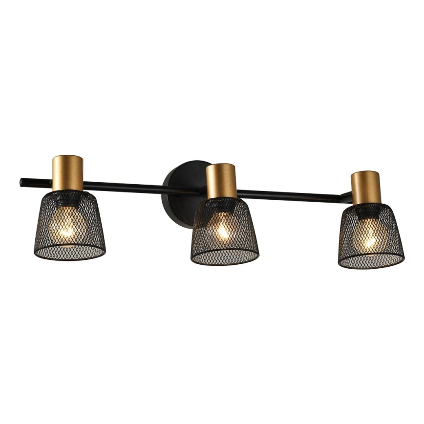 Prezent 75472 - Foco de pared DAYTONA 3xE14/40W/230V negro/dorado