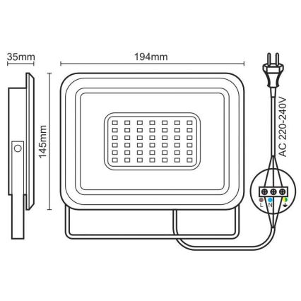 Proyector LED/50W/230V 4000K IP65