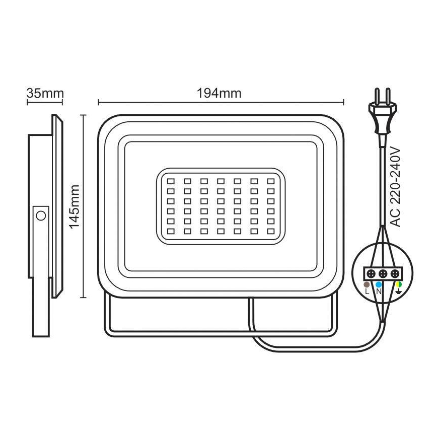 Proyector LED/50W/230V 4000K IP65