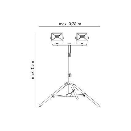 Proyector LED con soporte 2xLED/30W/230V IP65