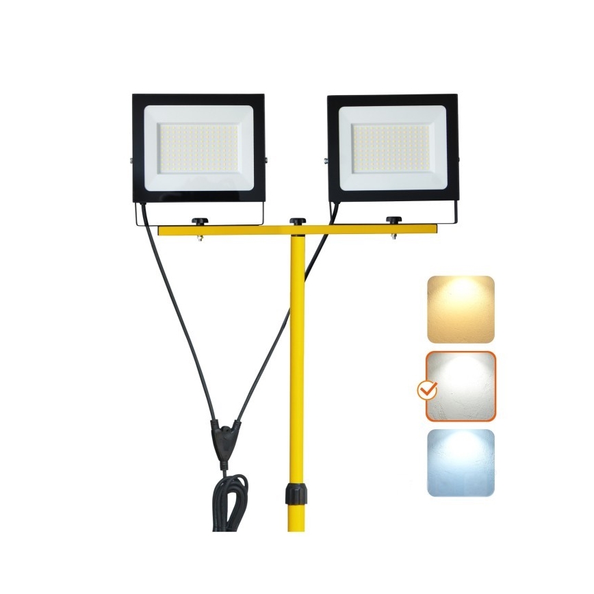 Proyector LED con soporte TIGRA 2xLED/100W/230V 4000K IP54 negro/amarillo