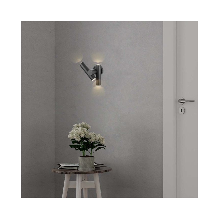 Proyector LED flexible de pared para exteriores 2xLED/3W/230V 3000K IP44 negro