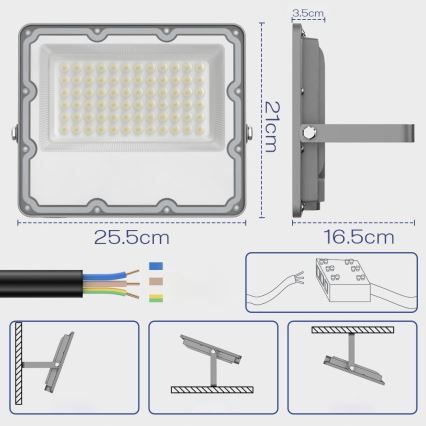Proyector LED exterior 100W/230V 4500K IP65 gris