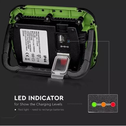 Proyector LED recargable y regulable SAMSUNG CHIP + función SOS LED/20W/3,7V/USB IP44 4000K 7200 mAh verde
