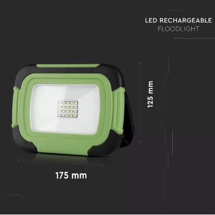 Proyector LED recargable y regulable SAMSUNG CHIP + función SOS LED/20W/3,7V/USB IP44 4000K 7200 mAh verde