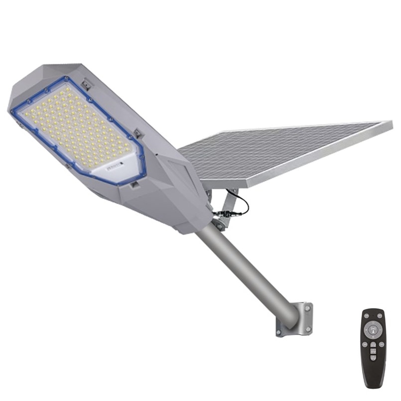 Proyector LED regulable con sensor crepuscular y paneles solares LED/200W/20000 mAh 6500K IP65 gris