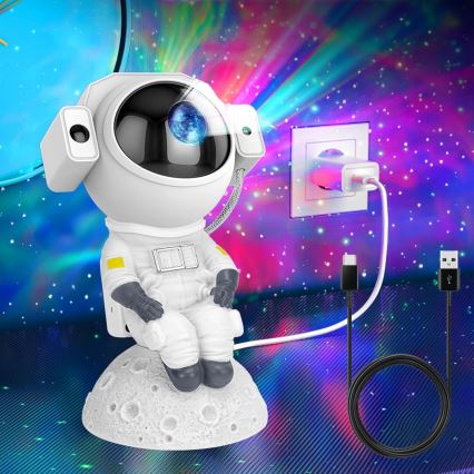 Proyector LED RGB 3 en 1 LED/5W/5V 3000/4000/6000K astronauta + mando a distancia