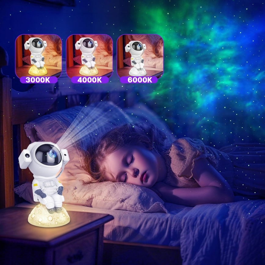 Proyector LED RGB 3 en 1 LED/5W/5V 3000/4000/6000K astronauta + mando a distancia