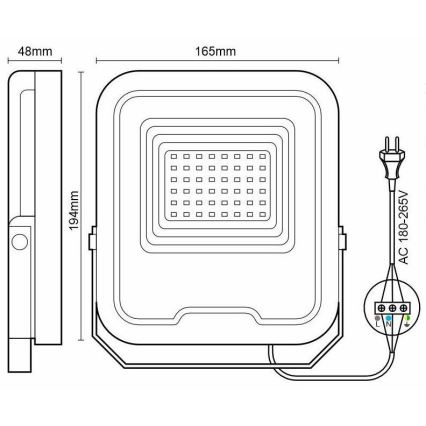Proyector LED RGB regulable LED/30W/230V 3000K-6500K Wi-Fi Tuya IP65