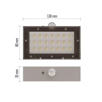 Proyector LED solar con sensor de movimiento LED/3,7V 1200mAh 4000K IP65 blanco