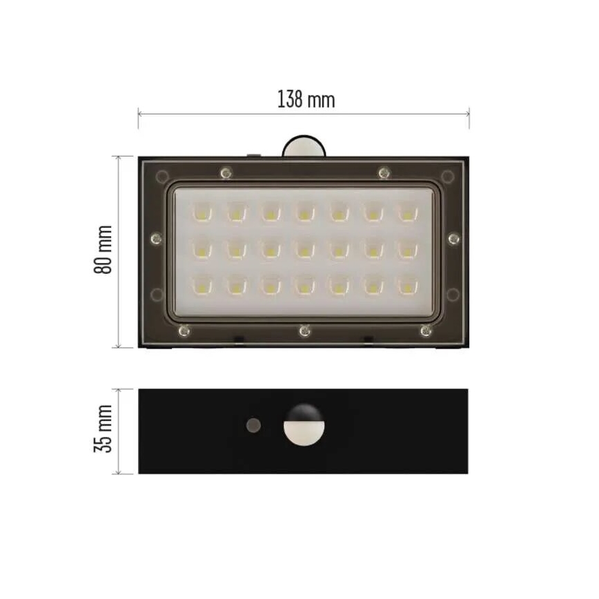 Proyector LED solar con sensor de movimiento LED/3,7V 1200mAh 4000K IP65 negro