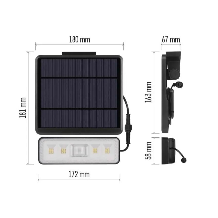 Proyector LED solar con sensor de movimiento LED/3,7V 2500mAh 4000K IP54