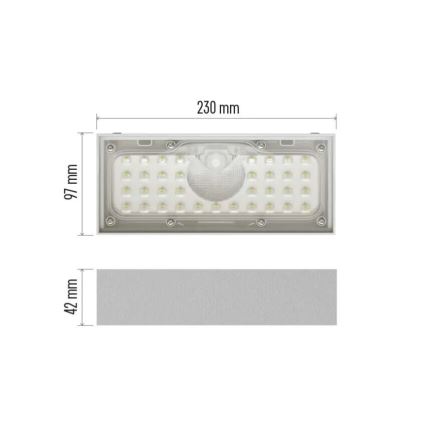 Proyector LED solar con sensor de movimiento LED/3,7V 3000mAh 4000K IP65 blanco