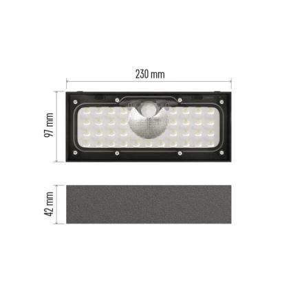 Proyector LED solar con sensor de movimiento LED/3,7V 3000mAh 4000K IP65 negro
