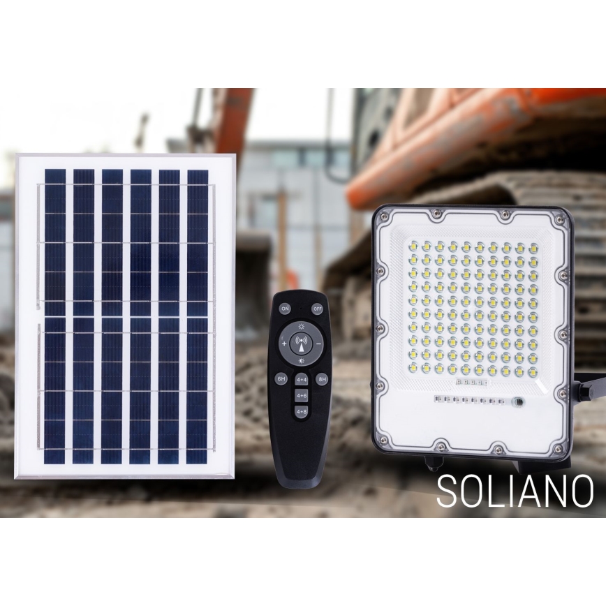 Proyector LED solar de exterior regulable LED/100W/3,2V 4500K IP65 negro + control remoto