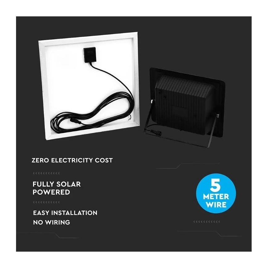 Proyector LED solar regulable LED/20W/6,4V 4000K IP65 10000 mAh + control remoto