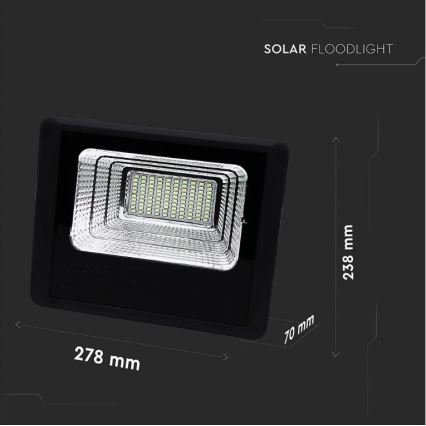 Proyector LED solar regulable LED/20W/6,4V 4000K IP65 10000 mAh + control remoto