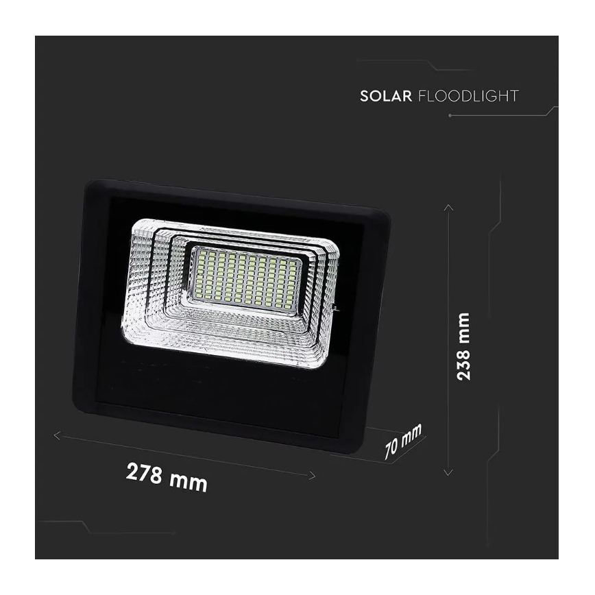 Proyector LED solar regulable LED/20W/6,4V 4000K IP65 10000 mAh + control remoto