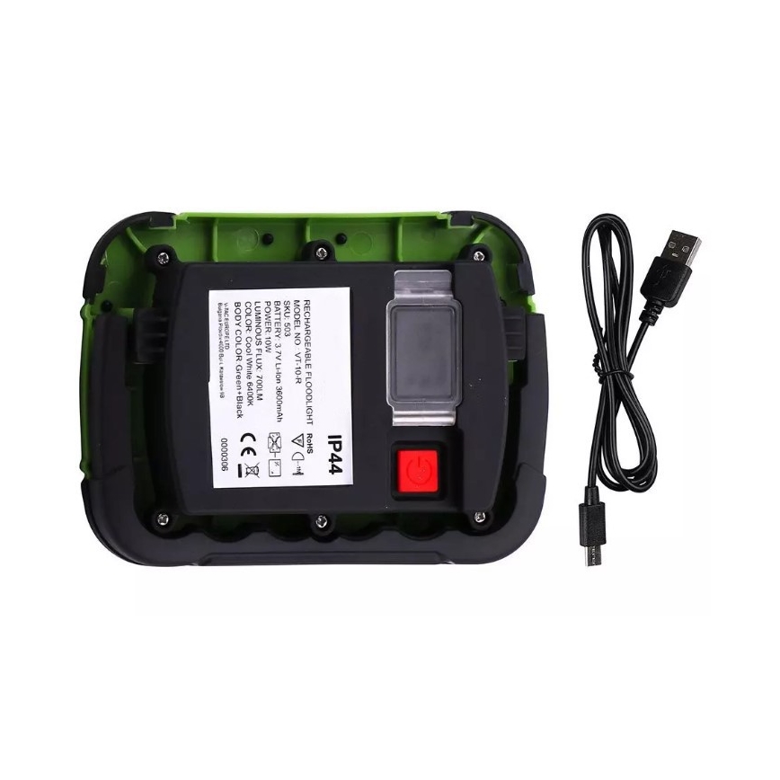 Proyector recargable LED SAMSUNG CHIP LED/10W/3,7V IP44 6400K 3600 mAh verde