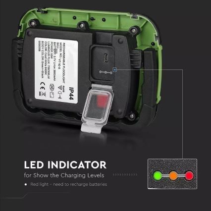 Proyector recargable LED SAMSUNG CHIP LED/10W/3,7V IP44 6400K 3600 mAh verde