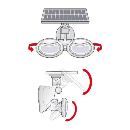 Proyector solar LED con sensor 2xLED/4W/5V IP65 2000 mAh