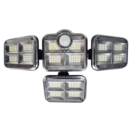 Proyector solar LED con sensor de movimiento y crepuscular LED/30W/3,7V 2400 mAh IP47 + control remoto