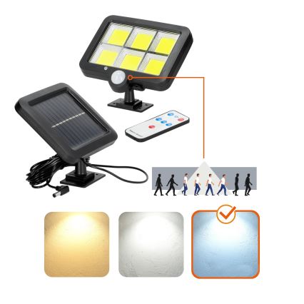 Proyector solar LED con sensor LED/1,5W/3,7V 6000K IP44 1200 mAh