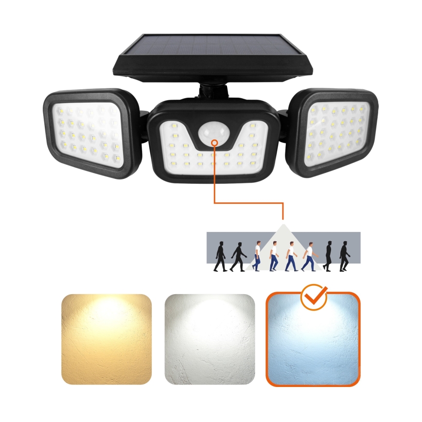 Proyector solar LED con sensor LED/1,5W/3,7V 6000K IP44 2400 mAh