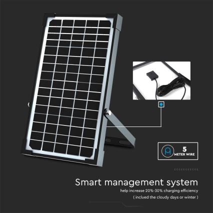 Proyector solar LED con sensor LED/30W/6,4V 6400K 6000 mAh + control remoto