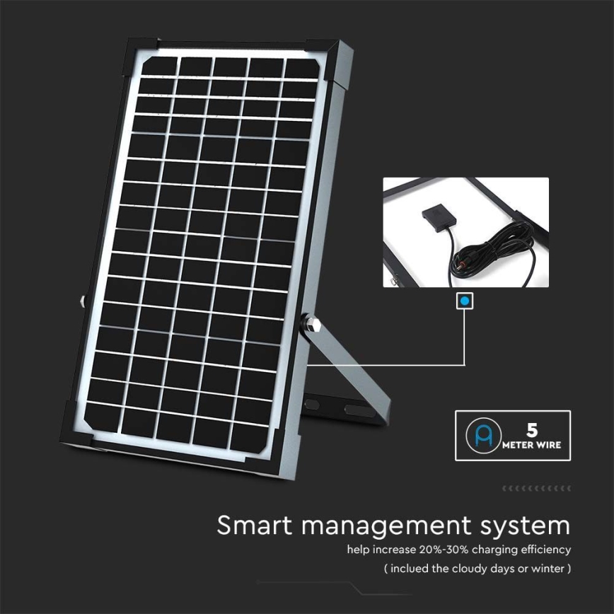 Proyector solar LED con sensor LED/30W/6,4V 6400K 6000 mAh + control remoto