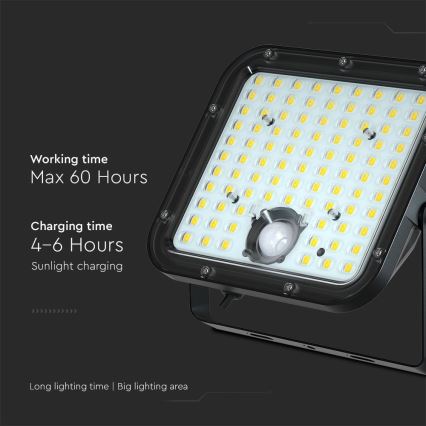 Proyector solar LED con sensor LED/30W/6,4V 6400K 6000 mAh + control remoto