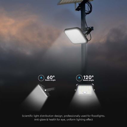 Proyector solar LED con sensor LED/30W/6,4V 6400K 6000 mAh + control remoto