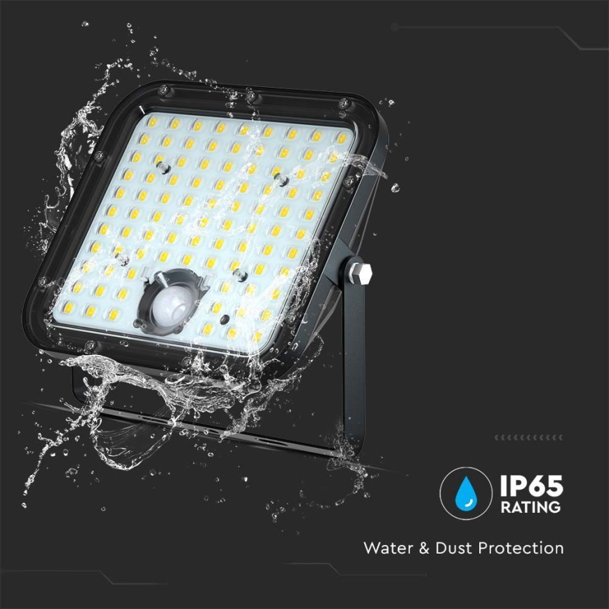 Proyector solar LED con sensor LED/30W/6,4V 6400K 6000 mAh + control remoto
