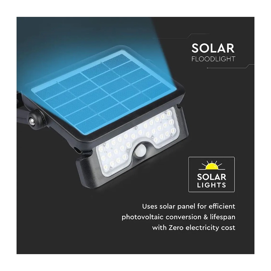 Proyector solar LED con sensor LED/5W/3,7V IP65 4000K 3000 mAh