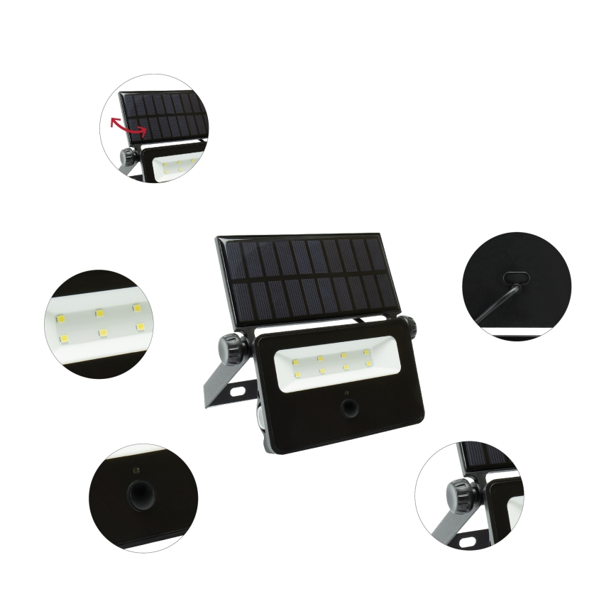 Proyector solar LED con sensor NOCTIS LED/2W/1800 mAh 3,7V 6000K IP65