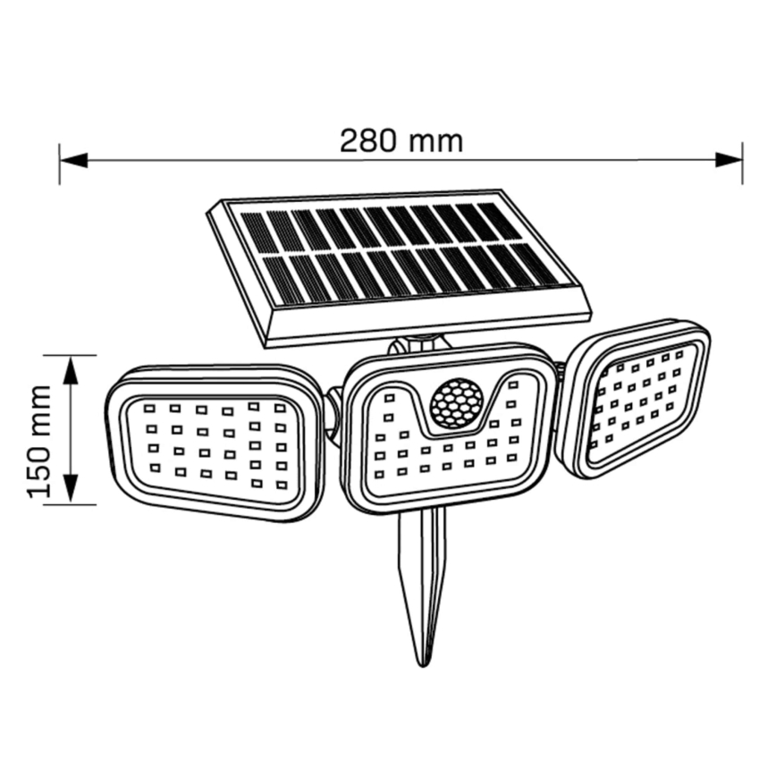 Proyector solar LED con sensor TRIO LED/0,6W/3,7V 1200 mAh IP44