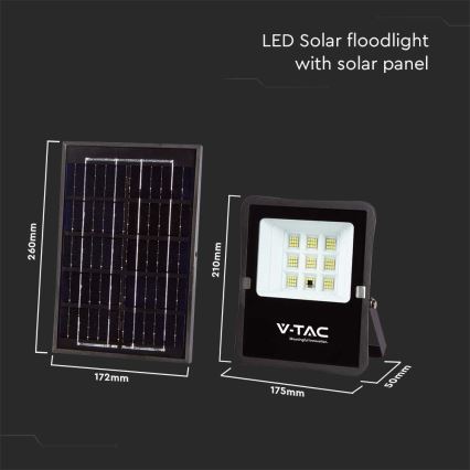 Proyector solar LED de exterior LED/6W/3,2V 4000K IP65 5000 mAh + mando a distancia