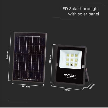 Proyector solar LED de exterior LED/6W/3,2V 6400K IP65 + mando a distancia