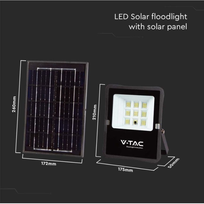 Proyector solar LED de exterior LED/6W/3,2V 6400K IP65 + mando a distancia