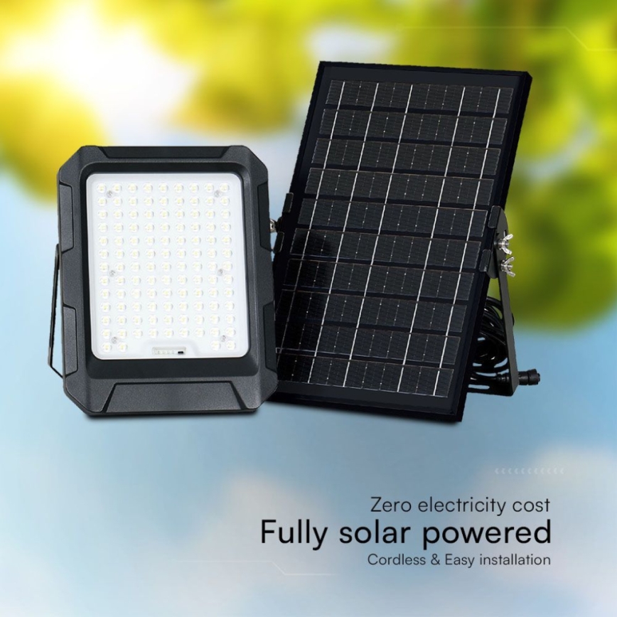 Proyector solar LED LED/10W/3,7V IP65 4000K 8000 mAh negro + control remoto