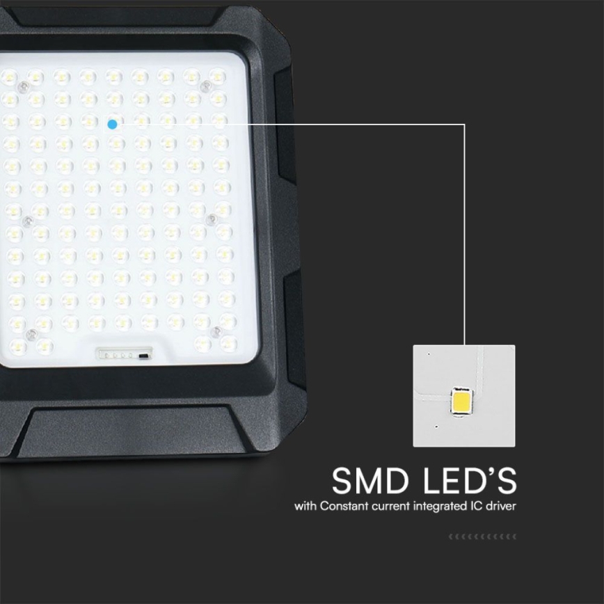 Proyector solar LED LED/10W/3,7V IP65 4000K 8000 mAh negro + control remoto
