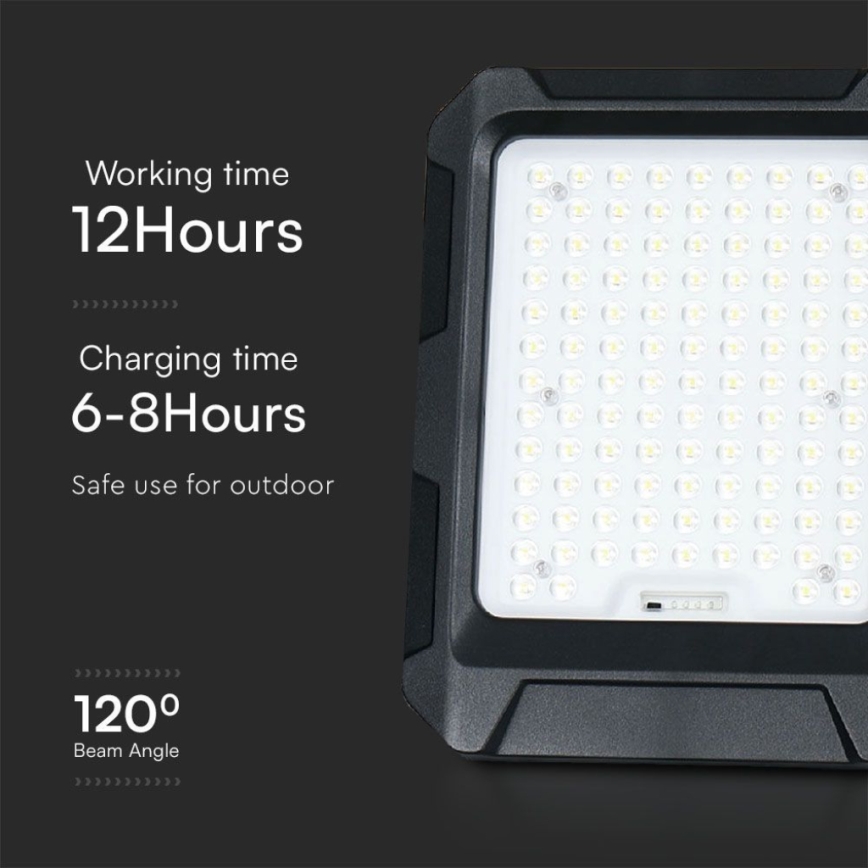 Proyector solar LED LED/10W/3,7V IP65 4000K 8000 mAh negro + control remoto