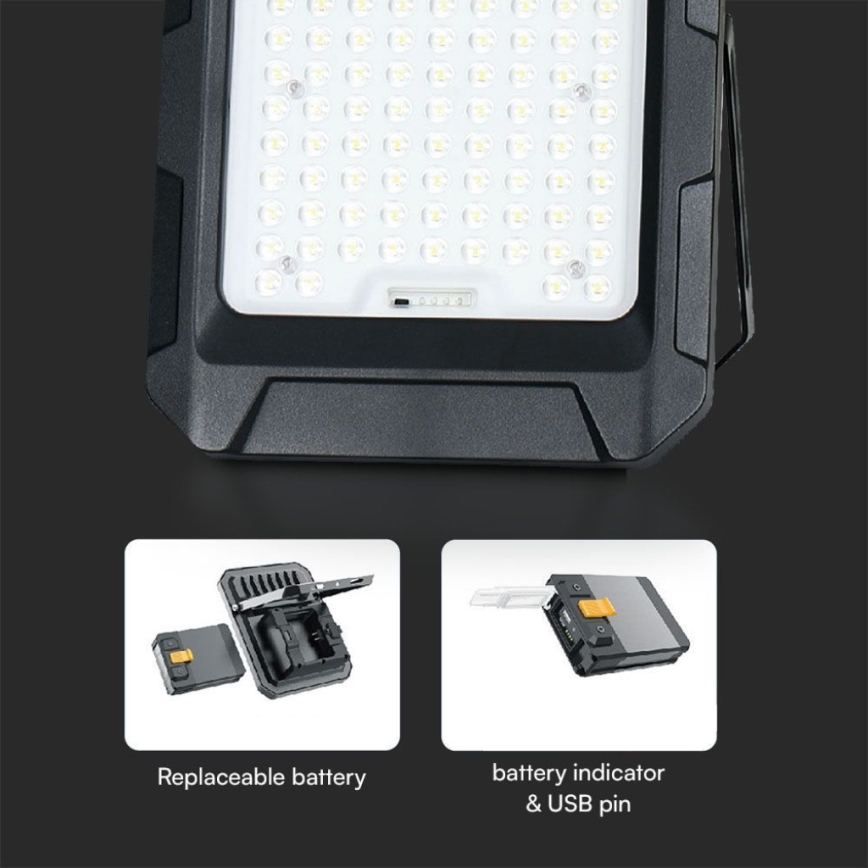 Proyector solar LED LED/10W/3,7V IP65 4000K 8000 mAh negro + control remoto