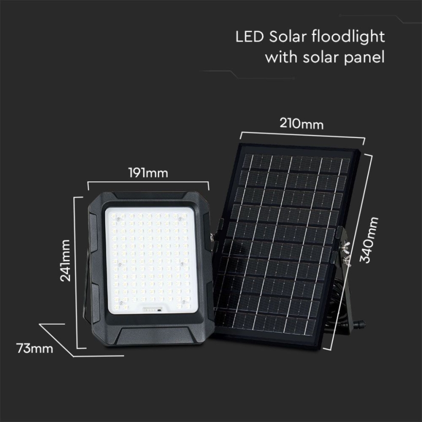 Proyector solar LED LED/10W/3,7V IP65 4000K 8000 mAh negro + control remoto