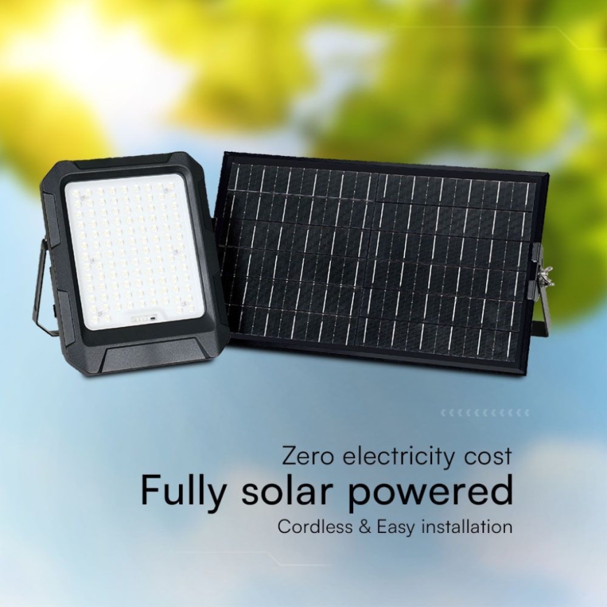 Proyector solar LED LED/15W/3,7V IP65 4000K 12000 mAh negro + control remoto