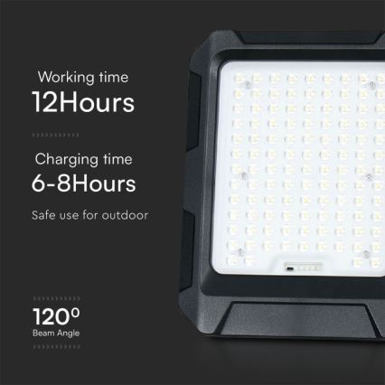 Proyector solar LED LED/15W/3,7V IP65 4000K 12000 mAh negro + control remoto
