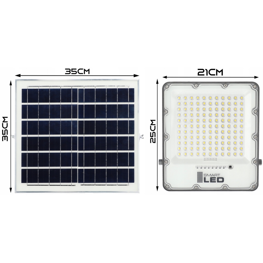 Reflector solar LED regulable LED/150W/3,2V 5000K 15000 mAh IP65 negro + mando a distancia