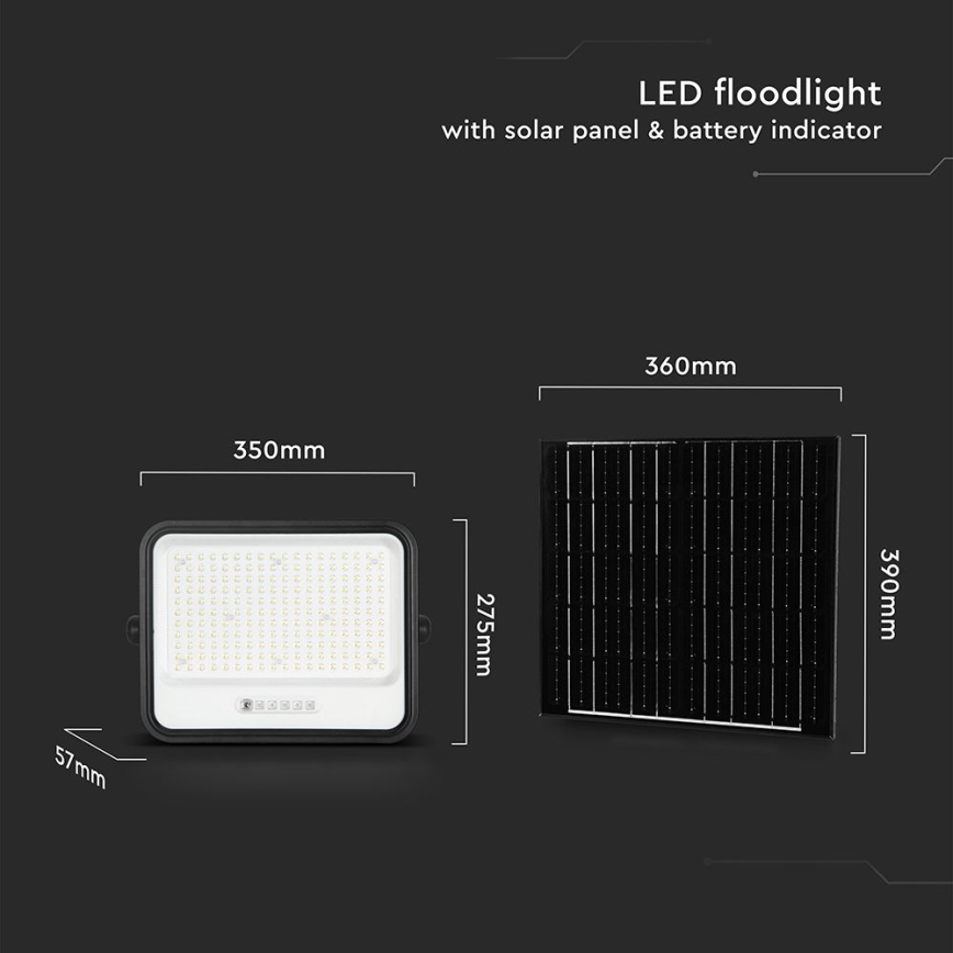 Reflector solar LED regulable LED/400W/3,2V 2000-8000K IP65 20000 mAh negro + mando a distancia