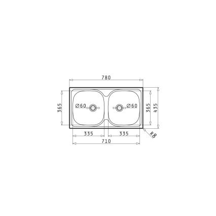 Pyramis 100125101 - Fregadero de cocina E78 78x43,5 cm satén