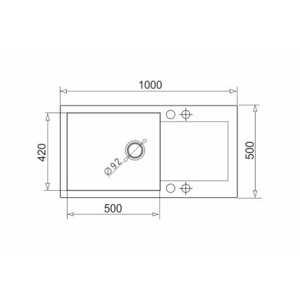Pyramis 70089601 - Fregadero de cocina MIDO 100x50 cm granito/negro
